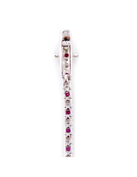 925 Sterling Silver Tennis Bracelet with White and Pink Zircons 