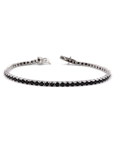 925 Sterling Silver Black Tennis Bracelet...