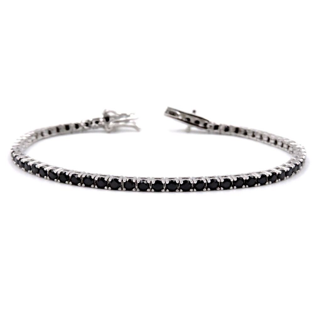 Bracciale Argento Tennis Nero 21 cm