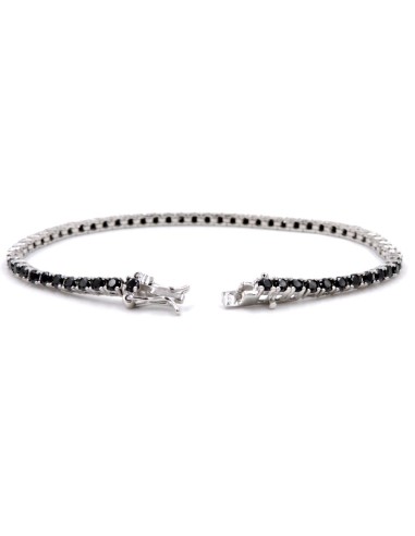 925 Sterling Silver Black Tennis Bracelet...