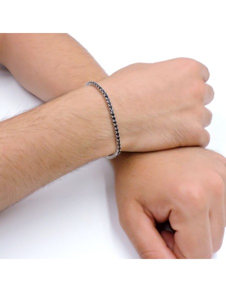 925 Sterling Silver Black Tennis Bracelet Length 8,26''