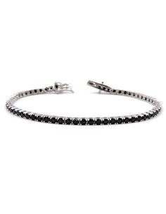 925 Sterling Silver Black Tennis Bracelet Length 7''