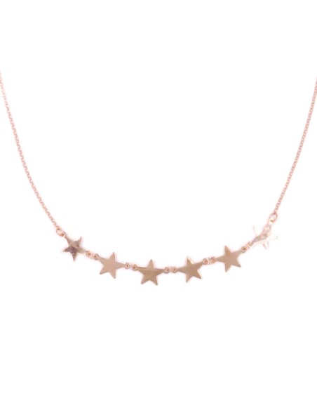 Pink Gold Plated 925 Sterling Silver Stars Necklace 