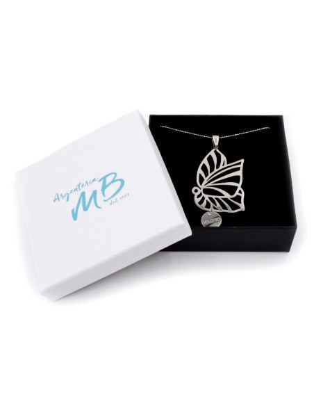 Solid Silver Necklace with Big Butterfly Pendant 
