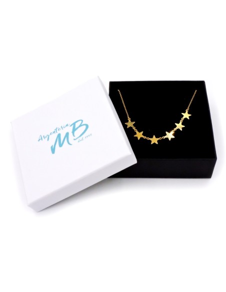 Gold Plated Solid Silver Stars Necklace 