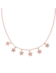 Collana con Stelle Pendenti in Argento 925 Placcato Oro Rosa