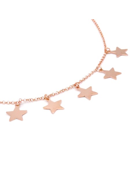 Collana con Stelle Pendenti in Argento 925 Placcato Oro Rosa