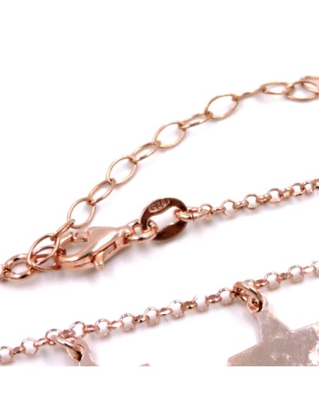 Collana con Stelle Pendenti in Argento 925 Placcato Oro Rosa
