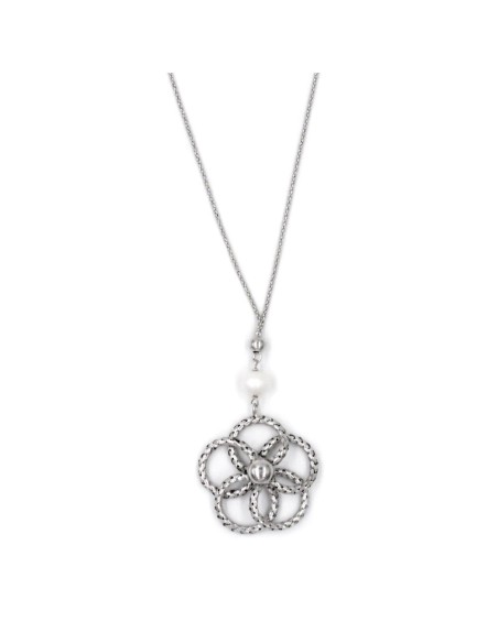 Bracciale Catena Donna in Argento 925 Rodiato con Ciondolo Doppio Cuore