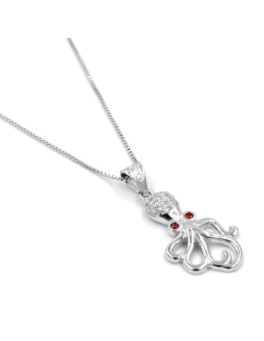 Solid Silver Necklace with Octopus Pendant 
