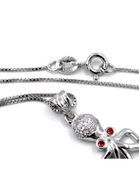Bracciale Catena Donna in Argento 925 Rodiato con Ciondolo Doppio Cuore