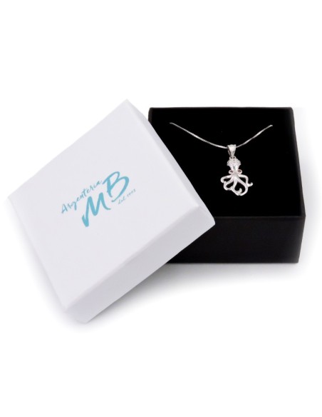 Solid Silver Necklace with Octopus Pendant 