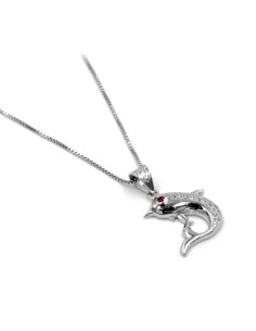 Solid Silver Necklace with Dolphin Pendant  2