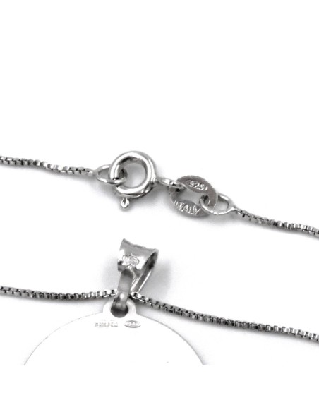 Solid Silver Necklace with Ave Maria Prayer Medal