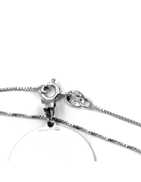 Solid Silver Necklace with Padre Nostro Prayer Medal