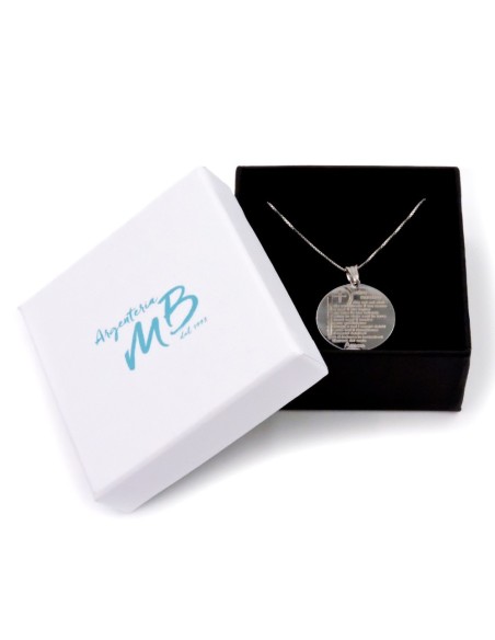 Solid Silver Necklace with Padre Nostro Prayer Medal