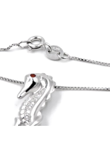 Solid Silver Necklace with Hippocampe Pendant 
