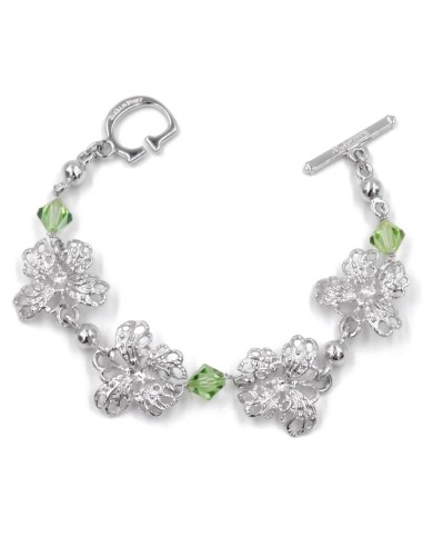 Bracciale Donna in Argento 925 Con Farfalle E Swarovski Verdi