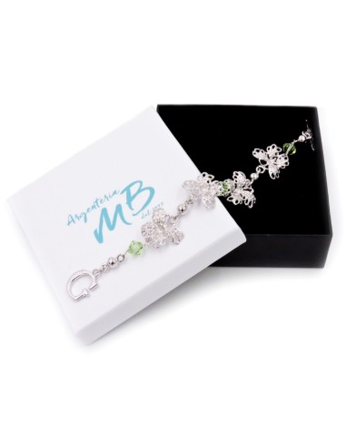 Bracciale Donna in Argento 925 Con Farfalle E...