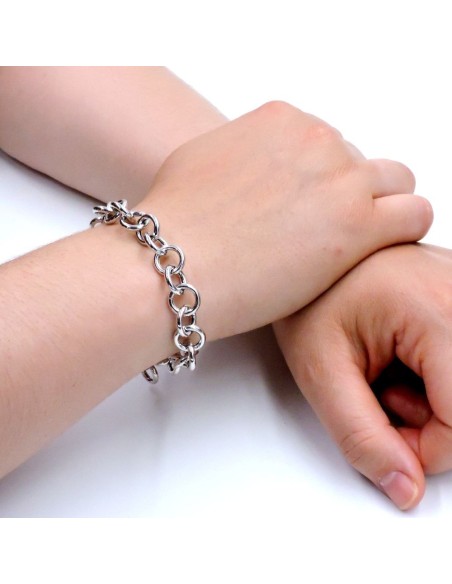 925 Sterling Silver Round Rings Bracelet 