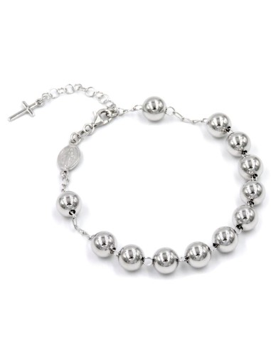 Bracciale Rosario Boules Grandi Argento 925 Rodiato 