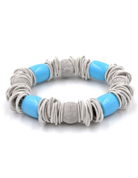 Bracciale elastico in maglia di argento 925 con pietra turchese 