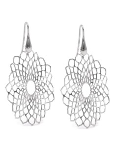  925 Sterling Silver Openwork Flower Drop Earrings 