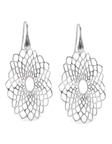  925 Sterling Silver Openwork Flower Drop...