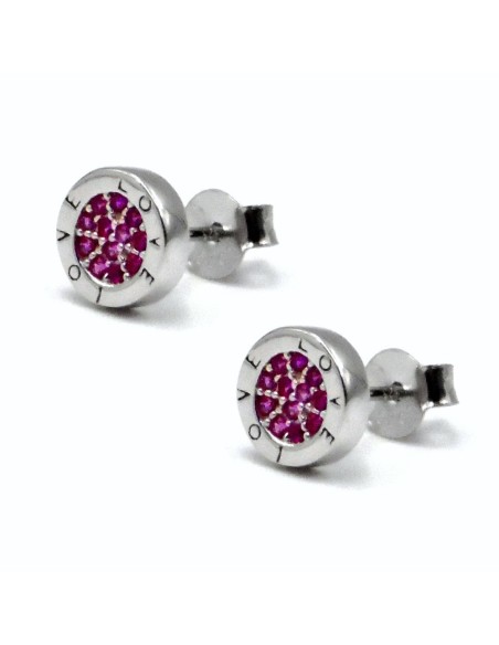 Orecchini Bottoncini Love in Argento 925 con Zirconi 