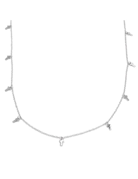 Bracciale Catena Donna in Argento 925 Rodiato con Ciondolo Doppio Cuore