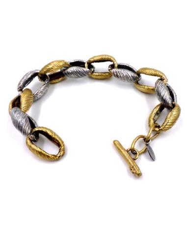 Bracciale Catena Ovale Bicolor in Argento 925 