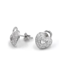 925 Sterling Silver Heart Lock Earrings  2