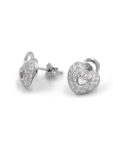925 Sterling Silver Heart Lock Earrings 