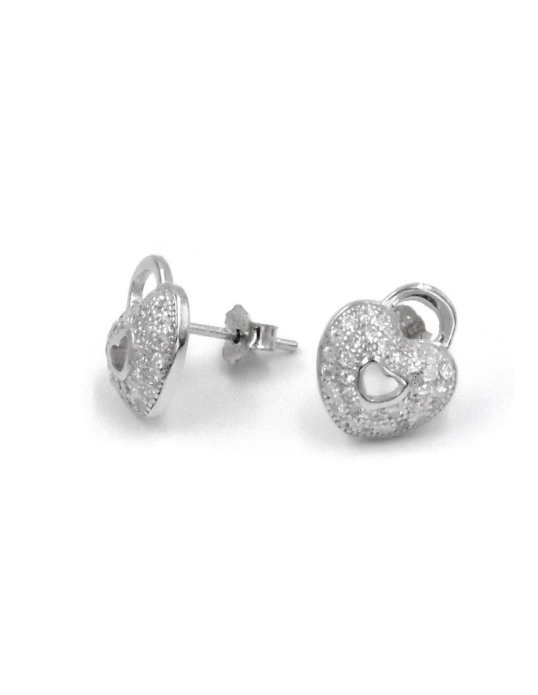 925 Sterling Silver Heart Lock Earrings M.B. Argenti di Muscariello A