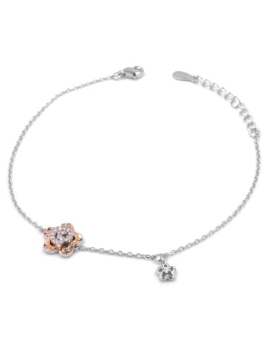 925 Sterling Silver Spiral Flower Bracelet 