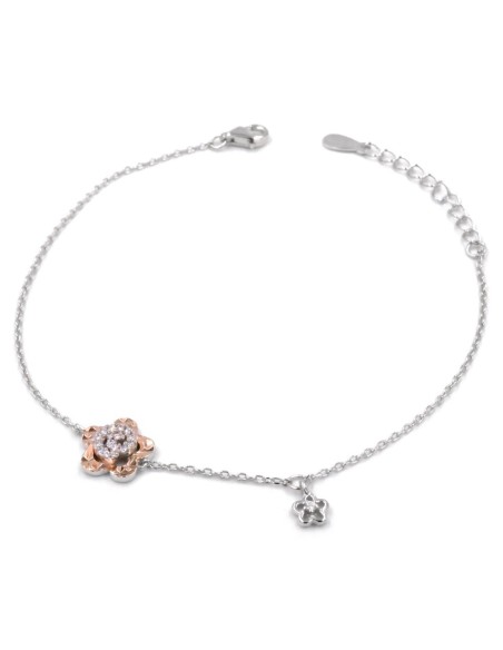 Bracciale Catena Donna in Argento 925 Rodiato Con Ciondolo Doppia Stella