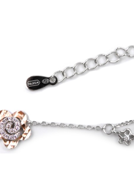 925 Sterling Silver Spiral Flower Bracelet 