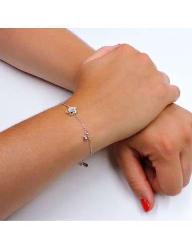 925 Sterling Silver Spiral Flower Bracelet 