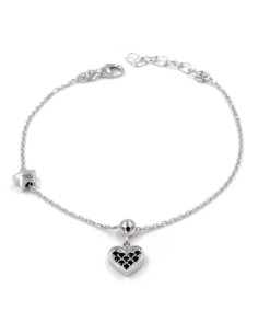 Bracciale in argento 925 con cuoricino pendente zirconato...