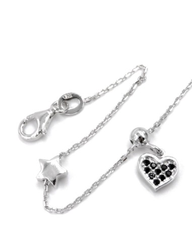 925 Sterling Silver Little Heart Bracelet with...