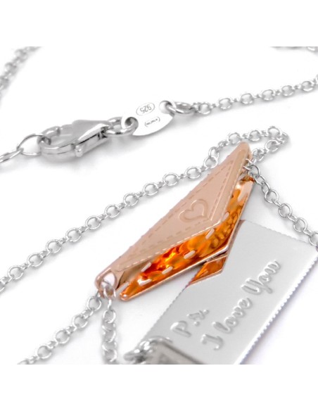 Collana in Argento 925 con ciondolo lettera d'amore rosa