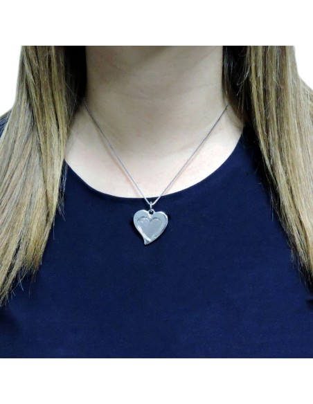 925 Sterling Silver Necklace with Shaped Heart Pendant