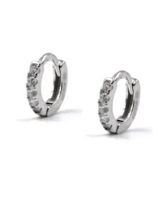 925 Sterling Silver Hoop Earrings with White Zircons 