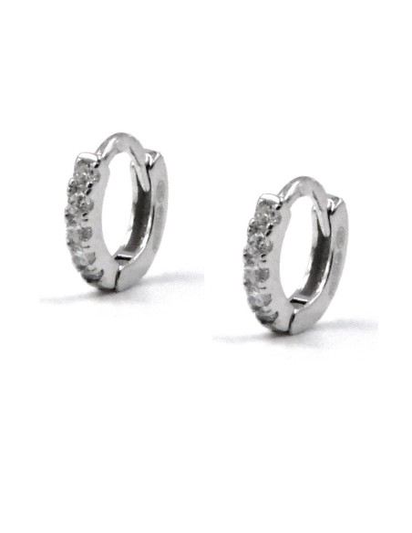 925 Sterling Silver Hoop Earrings with White Zircons 