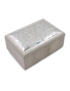 Wooden Jewelry Box with Silver Tree of Life Cover 