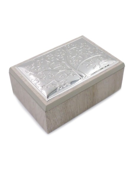 Wooden Jewelry Box with Silver Tree of Life Cover 