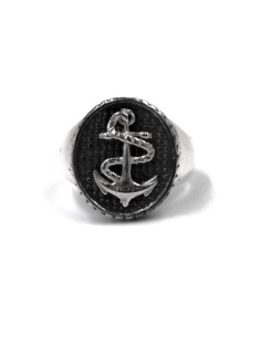 Anello Chevalier Ovale con Ancora in Argento 925  2