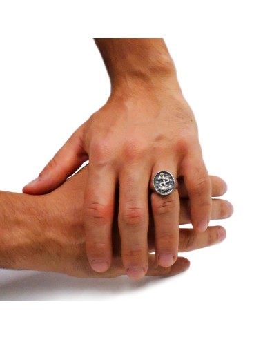 925 Sterling Silver Oval Chevalier Ring with...