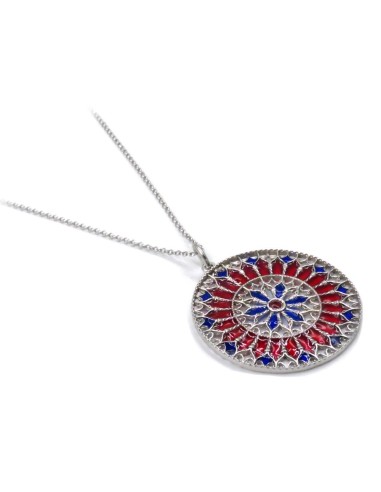 Collana con Pendente Rosone Tondo in Argento...