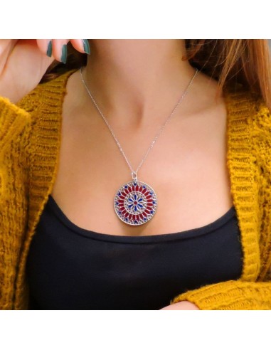 Collana con Pendente Rosone Tondo in Argento...